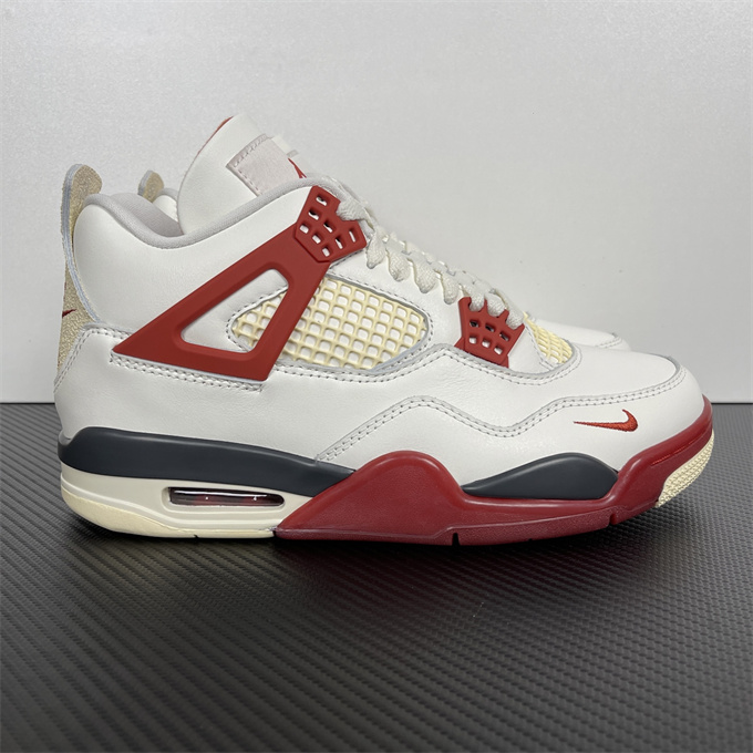 air jordan 4 retro white red mid-top basketball sneakers